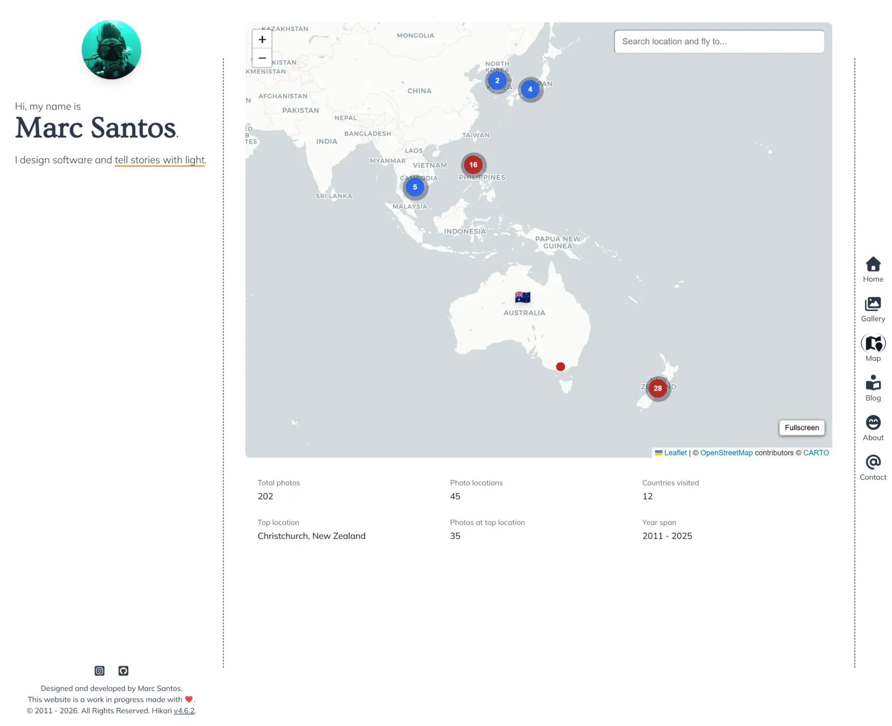 Travel map in light mode