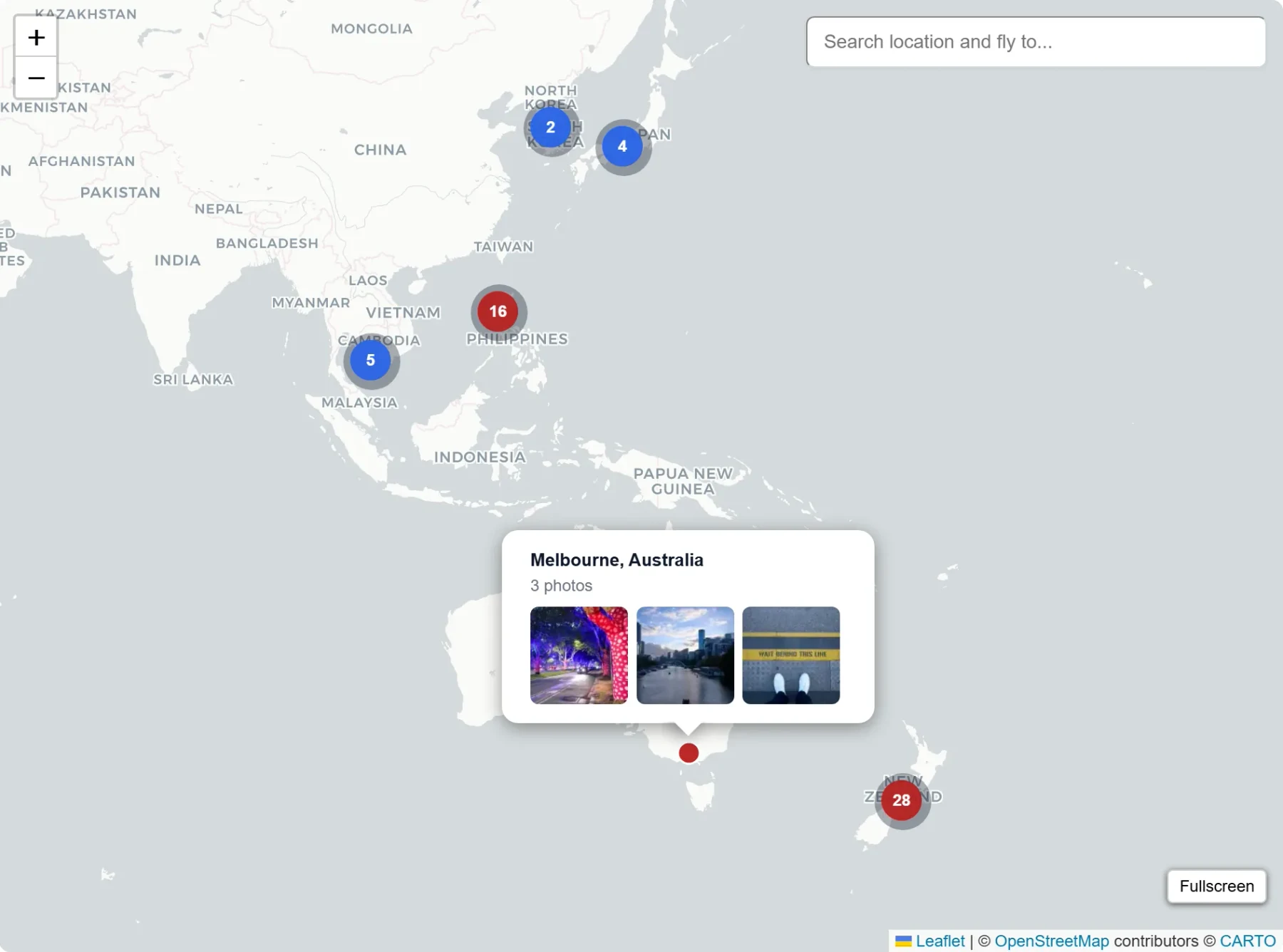 Photo preview popup with location metadata
