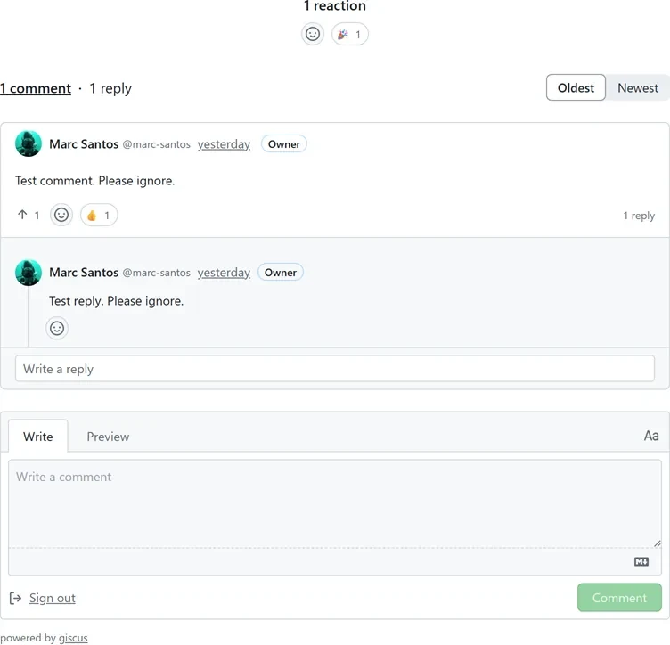 Comment showing display name and username fallback format